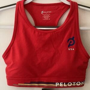 Peloton USA United High Neck Sports Bra Red Size M
